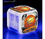 Reloj despertador de baloncesto 7color Cambio multifunción Noctilucence Reloj electrónico Temporizador de despertador para niños para tw Rojo