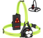 Augro Luz de carrera, luz de carrera LED recargable por USB, lámpara de pecho ajustable de 120, 500 lúmenes, luces de carrera con tiras reflectantes