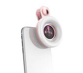 Universal Portátil 15x Macro Lente Teléfono Móvil Luz de Relleno Selfie Led Anillo Clip Lámpara Rosa