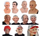 Máscara de Hombre Viejo - Máscara facial realista de látex de Halloween para arrugas humanas E