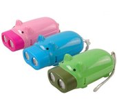 3pcs Cartoon Linterna Mano Presionando Flash Light Antorcha Eléctrica Portátil Pig Patrón Linterna (Color aleatorio)