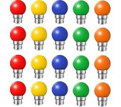 20x B22 Bombilla de luz de color LED con tapa de bayoneta Mini bombillas de pelota de golf de globo para fiesta en el jardín del patio al aire libre