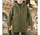 Sudadera con capucha de lana cálida XXXXXL para hombre Jersey vikingo con cordones gruesos Anorak Abrigos medievales Verde L
