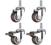 M8 Vástago roscado de goma de servicio pesado Giratorio Caster para carro de mano, mesas de trabajo, ruedas de muebles, 1,5 pulgadas, diámetro de l...
