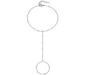 Pulsera de cadena de mano de plata Pulsera de anillo Cadena de mano Pulsera de anillo de dedo ajustable para mujer
