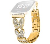 Para Fitbit Versa Versa 2 Correa de Reloj Mariposa Diamantes de Imitación Decor Aleación Metal - Oro Multicolor Gold