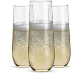Generic 24 flautas de champán de plástico sin tallo - 9 copas de champán de plástico Clear Unbreakable Toasting Glass-b transparente