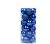 24pcs bolas de Navidad de plástico bellamente decorado árbol de Navidad Azul oscuro 3cm