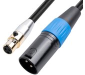 Cable adaptador mini XLR macho a XLR hembra de 3 pines Cable balanceado para grabación, sistemas de altavoces, radio Negro