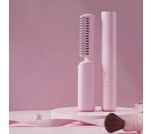 Inicio Peine de alisado de cabello portátil Plancha de cabello inalámbrica Rizador Pequeña carga Viaje portátil Rosa