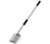 Desmontable Metal Cat Litter Scoop Pala profunda Espuma antideslizante Agarre acolchado Mango largo Tamiz Perro Kitty Pooper Scooper Suministros pa...