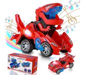 Transformación de juguetes de coches de dinosaurios, transformación de coches LED de dinosaurios con luz y música