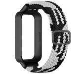 Para Xiaomi Smart Band 9 Active Redmi Band 3 Correa de nailon tejida Caja a presión Correa de reloj - Negro Blanco Multicolor Black White