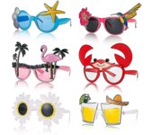 6 pares de gafas de sol de fiesta novedosas, gafas de sol hawaianas divertidas, gafas de fiesta de playa con diferentes formas, gafas de sol tropic...