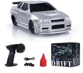 Unbrand 1:43 Listo para correr Drift Coche de carrera Radio Control Coche de juguete 4WD Neumáticos Conos de tráfico js