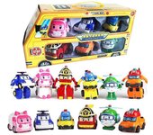 6 en 1 dibujos animados de animación coreana Robocar Poli Transformación Robot Car Toys Set 83168-9