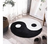 Negro y blanco Yin Y Yang Alfombra Tai Chi Budista Alfombra redonda Sala de estar Dormitorio Yingyang Anillo de oración Alfombra de piso Tuft Alfom...