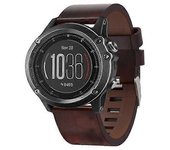 Watch Parts Para Garmin Fenix 3 26mm Correa de reloj de hebilla de acero de cuero Marrón