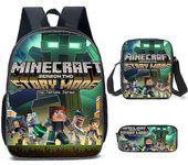 Minecraft Mochilas Escolares De Escuela Primaria Y Secundaria Minecraft Juego Mochila Periférica Juego De Tres Piezas Conjunto Seguro Y De Alta Cal...