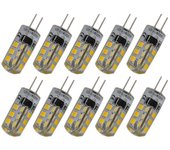 10Pcs g4 ac 220v 2.5w 180lm 3000-3500 smd 2835 24-led bombillas lámparas luces (blanco cálido)