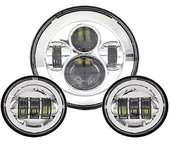 Exquisita faro LED de 7 pulgadas blanco Drl, luces antiniebla Halo de 4.5 pulgadas, anillo adaptador para Harley Touring Electra Glide Road King St...