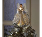 Decoración del adorno del árbol de Navidad Luz LED USB Ángel Hada Adorno de la parte superior del árbol de Navidad Decoración festiva de Año Nuevo ...