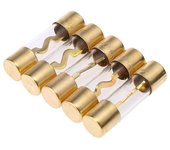 5 piezas de vidrio chapado en oro AGU fusibles paquete de fusibles amplificador de amplificador de audio para automóvil 100A