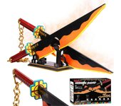 Juego de construcción de espada Demon Slayer, bloque de construcción de espada Tengen Uzui de doble hoja de 82 pulgadas con soporte, juego de const...