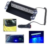 Luz estroboscópica de emergencia para salpicadero de coche, camión y policía, 8 LED, color azul