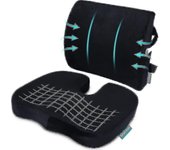 Cojín ortopédico del asiento y espalda y ; Almohada de cojines de soporte lumbar para silla de oficina viscoelástica Cojín de asiento de coche