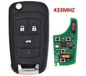 Ecusells Keyless-go Remote Smart Car Key 315/433MHz ID46 Chip HU100 Blade para Chevrolet Cruze Sonic Malibu Impala Equinox Camaro 4 Button 433MHZ