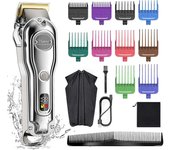 Cortapelos para hombres Recortadora de pelo Cordón Kit de corte de pelo profesional inalámbrico Recortadora de barba Recargable IPX7 Pantalla LED i...