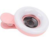 Teléfono móvil Lente macro 3 luces de color Clip portátil en lente macro para pestañas cejas nail art rosa