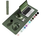 Almohadilla de escritorio antideslizante, protector de mesa de escritorio de cuero de PVC impermeable, alfombrilla de ratón grande ultradelgada, al...