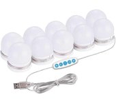 Augro Luz de espejo de maquillaje, luz de espejo cosmético de Hollywood con 5 modos de color y 10 bombillas regulables para espejo de maquillaje y ...