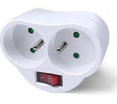 Enchufes eléctricos con interruptor, enchufe de pared regleta 2 en 1, enchufe de pared eléctrico ideal para dormitorio de oficina en casa, 16A, 230...