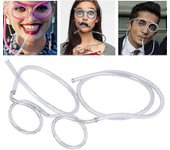Vasos de paja, Pajita reutilizable para beber Fun Party Loop, Pajita de gafas novedosas para la reunión anual de la fiesta de los niños (blanco)