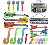 Juego inflable de juguetes Rock Star Inflables Saxofón Guitarra Micrófono Instrumentos inflables Accesorios de fiesta