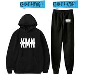 Aionyaaa KMN Gang casual Moda Traje de otoño Sudaderas con capucha Ropa deportiva Sudadera con capucha + Pantalón de dos piezasSet Como se muestra L