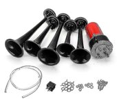 Negro 5 Trompeta Bocina de aire 12v 125db Dixie Musical Air Horn Dukes Of Hazzard General-lee Universal Car Truck Boat Air Compressor