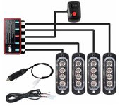 4pcs 4led Stroboscopes 12v Luz estroboscópica 4 en 1 baliza de luz de emergencia para automóvil Luz de emergencia de emergencia (Taiy
