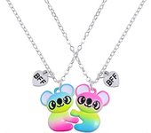 Ubiuo Collar Neckcely Best Friend Niños 2 Piezas Set BFF Amistad Magnético Medio Corazón Roto Panda Koala Colgante Colgante Charm de Joyería para N...