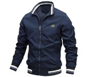 Bordado Otoño e Invierno Hombre Cuello Alto Chaqueta Casual Con Cremallera Abrigo Deportivo Al Aire Libre Chaqueta Cortavientos Para Hombre azul ma...