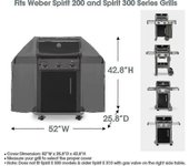Cubierta de parrilla de 52 pulgadas para Weber Spirit 200 y 300 series, cubierta de parrilla de barbacoa para parrilla al aire libre, cubierta de b...