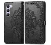 Para vivo V40 SE 5G Funda de teléfono de cuero mandala en relieve Cartera magnética plegable Negro
