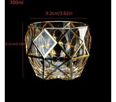 Vaso de vidrio de whisky Vasos de whisky de vino de línea dorada Vasos de whisky Cristal pintado dorado Vaso de cóctel de cerveza multifuncional Co...