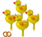 Heyone 16 Piezas Mini Globo de Pato Globo de Aluminio con Forma de Pato Globos de Papel de Aluminio de Animales de Granja con 2 Rollos Cintas de Or...