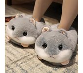 Zapatillas de felpa con forma de conejo / hámster / perro Envoltura creativa Fuzzy Warm Lined Winter Drag Shoes Para adultos en interiores 35-41cm ...
