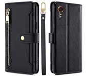 Para Samsung Galaxy Xcover 7 Wallet Case Funda de teléfono de cuero a prueba de golpes con 2 correas Negro