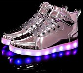 Zapatos De Tablero De Caña Alta Para Hombres Y Mujeres Zapatos Luminosos Zapatos De Luz Led Para Niños Zapatos De Panel De Cuero De Espejo Grande 2...